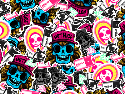 Stickerpack battery color illustration notnice skull stickers vector