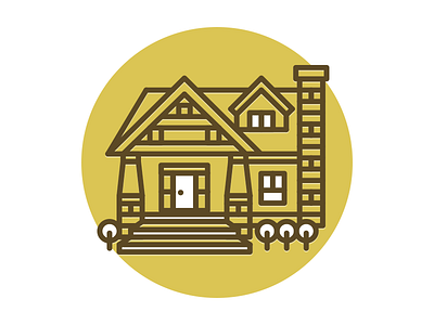 Tiny Craftsman Style House craftsman house icon illustration stone wood