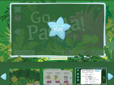 iOS Game Launch Site cartoon game green homepage ios jungle nature plants vector web design website