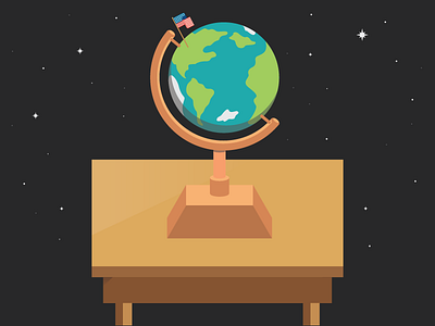 Back to School desk education globe icon school space vector