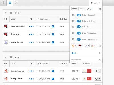 Onapp Groups filter groups menu tags vip