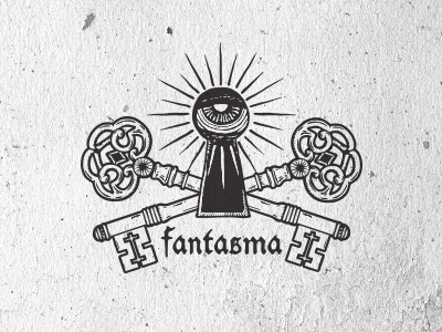 Fantasma blackletter eye fantasma ghost key keys lock logo monster