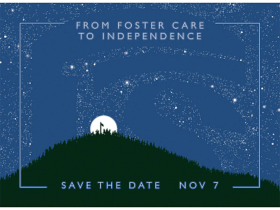 Save The Date Card - Final illustration layout mountains stars