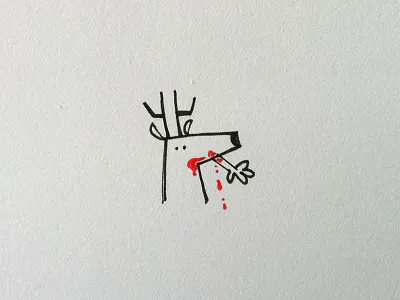 Hungry Deer animals bw deer drawn illustration outdoors sketch