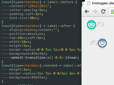 Emotoggles checkbox css emotion happy sad