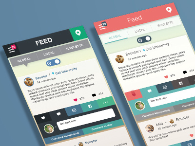 uMentioned Feed UI feed flat social media ui ui design