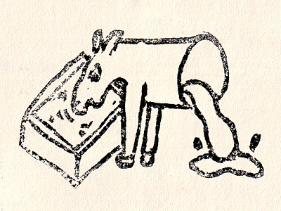 Half a Horse booze label lino