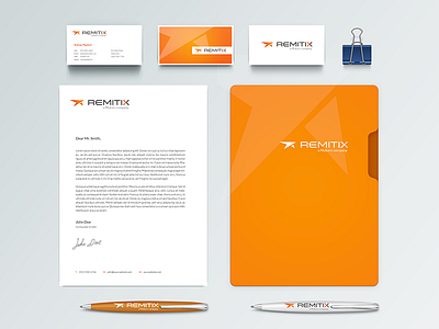 Remitix CI branding ci illustrator international isoflow logo money transfer orange paper planes remitix