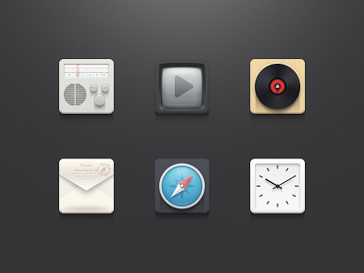 Theme icon androidui clock compass fm icon mail music player radio theme tv video