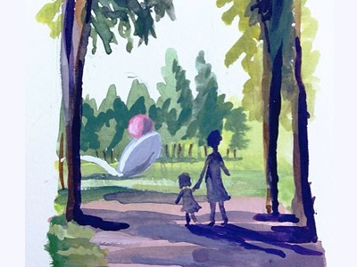 Mom & daughter, with a cherry on top dontbreakthechain illustration sketch watercolor