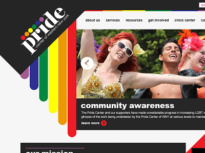 Pride Center design homepage pride rainbow web website