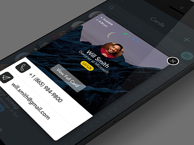 Card view app avatar card contact dark email flat ios7 iphone phone pop ui