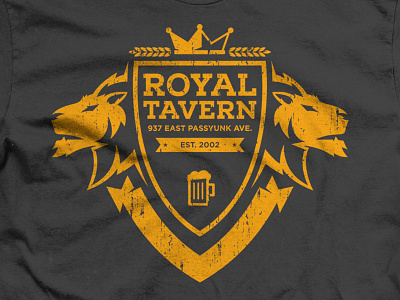 Royal Tavern tee bar beer burgers crest illustrator logo royalty tavern tee