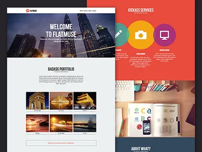 Flatmuse Theme adobe muse design flat muse onepage simple stylewish template theme web webdesign website