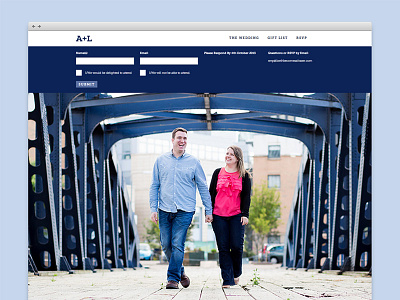 A + L Website clean dark blue slab serif wedding