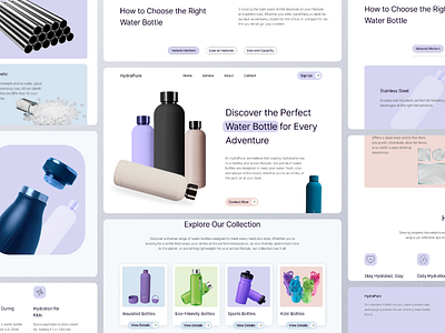 Water Bottle Landing Page Design app design home page design landing page design ui design uiux design ux design visual design water home page water landing page web development webflow