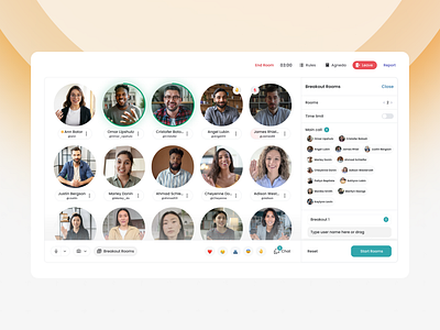Chat Room UI ( Breakout Rooms ) calls colorful meeting meeting room online meeting simple ui