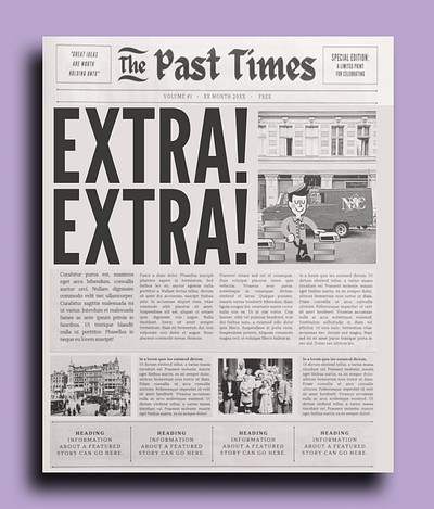 Modern Newspaper Template Design aesthetic design minimal newspaper newspaper design thepasttimes ui