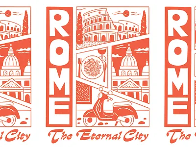 Rome T shirt Design branding colosseum design europe hand lettering illustration italian italy lettering merch pasta roma rome scooter shirt t shirt travel type vatican vespa