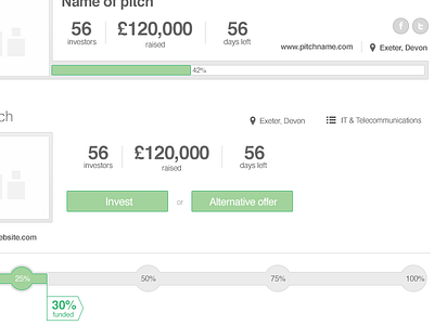 Pitch Ideas invest location percentage progress sectors ui ux