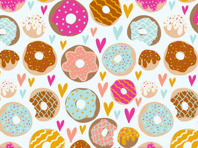 Donut love art conversational cute dessert donut donuts food illustration pattern print pattern surface design