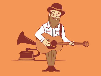 Steve Earle cbc illustration music old timey steve earle victrola vintage