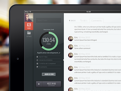 TrackingTime UI/UX app clean design interface ipad tracking ui ux visual data