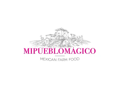 Mi pueblo mágico farm food illustration logo logotipo logotype magic town mexico pueblo magico rosa