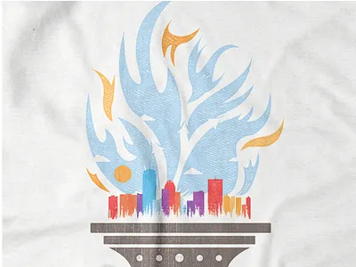 Northeastern Entrepreneurs Club boston fire flames iconic northeastern skyline tee texture torch university