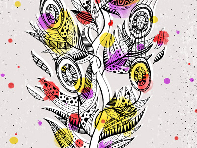 Feather Middle hand drawn illustration