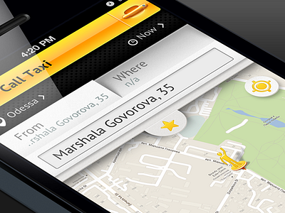 Taxi App iPhone english version app ios iphone on demand taxi ui ux yellow