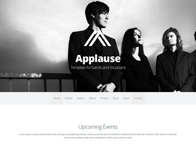 Applause Responsive Bands Template applause band bootstrap creativemarket music music player musicians responsive