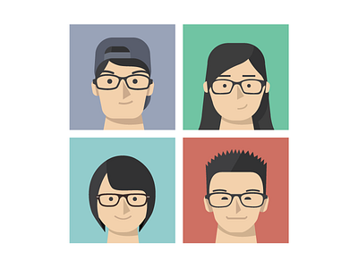 Some flat heads avatar flat friends illustration vector