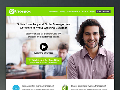 New TradeGecko Hero landing page tradegecko web design website