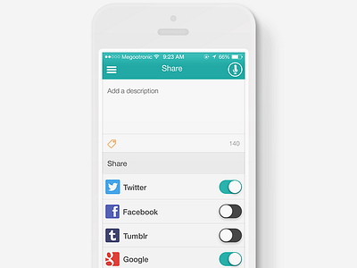 Sharing is caring 🌏 app instaradio ios7 share teal toggles ui white