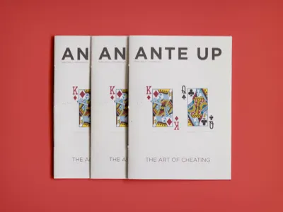 Ante Up binding book cards editorial king magazine page layout playing cards poker queen zine