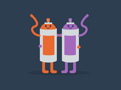 Creative duo bros couple flat illustration nitzan klamer orange purple spray paint two vector