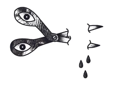 Edward Scissorhead drop eyes illustration poster scissors screen print screenprint texture wood