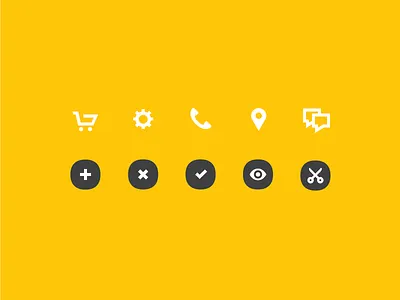 Eyekawns cart fuzzco gear iconography icons phone scissors