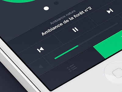 Player controls audio control dark flat green mobile modern music player sound ui volume