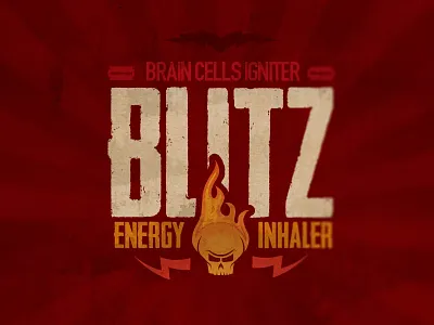 Blitz aged energy flame skull vintage