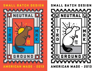 Neutral Ground Stamp badge beaver logo mark sun type
