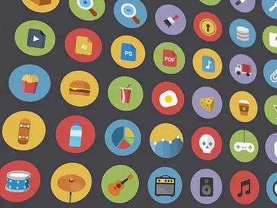 Flatties Vol 2 2 colourful cool flat flatties friendly glyph icon icons simple vol