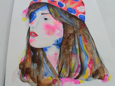 Watercolor Illustration bright fashion illustration gauche hand drawn illustration ink orange pencil watercolor