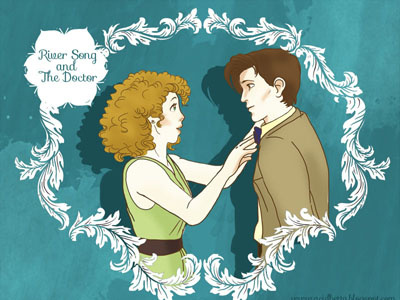 River and the Doctor art digital doctorwho drawing frame graphic illustration vintage