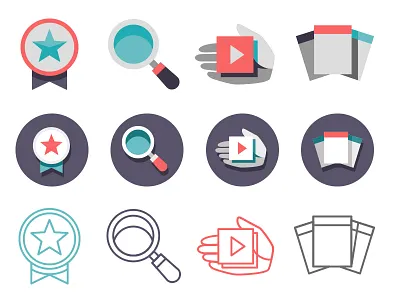 Icon Variations categories favorites hand icon icons magnifying glass play popular search star