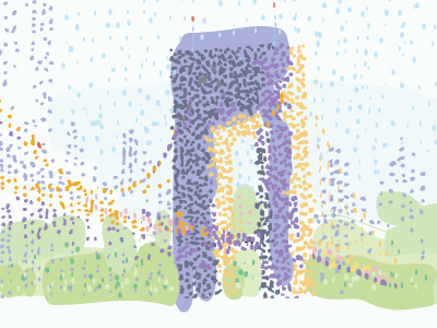 Verrazano Bridge 056 freehand illustration pen and ink pointillism