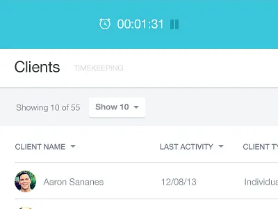 Client Data client control panel dashboard flat table ui