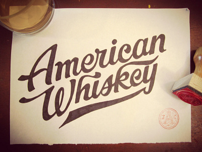 American Whiskey hand lettering label lettering packaging pen rubber stamp spirits stamp typography vintage whiskey