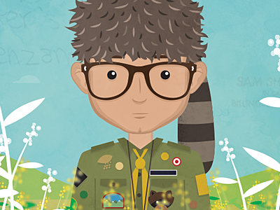 Sam Shakusky debut illustration moonrise kingdom sam shakusky vector